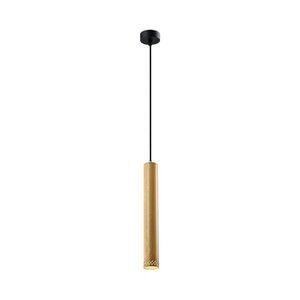 Čierne závesné svietidlo s dreveným tienidlom ø 7 cm Tubo – Candellux Lighting vyobraziť