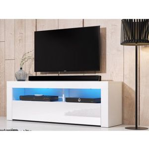 TV stolík s osvetlením Mex 140 cm, biely lesk% vyobraziť