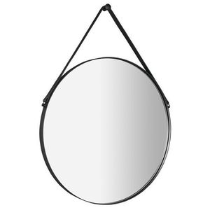 SAPHO - ORBITER zrkadlo guľaté s koženým popruhom, ø 70cm, čierna mat ORT070 vyobraziť