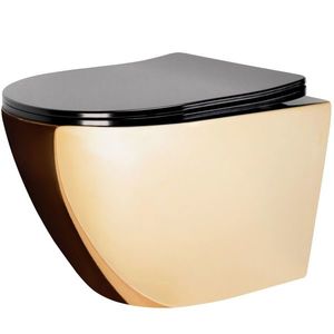 REA - Závesná WC misa vrátane sedátka Carlo Flat Mini Zlatá/čierna REA-C8990 vyobraziť