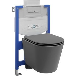 MEXEN/S - WC predstenová inštalačná sada Fenix XS-U s misou WC Rico + sedátko softclose, tmavo šedá mat 68530724071 vyobraziť
