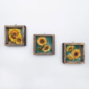 Súprava nástenných obrazov Sunflowers 15x15 cm 3 ks žltá vyobraziť