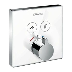 Hansgrohe ShowerSelect Glass - Termostat pod omietku pre 2 spotrebiče, biela/chróm 15738400 vyobraziť