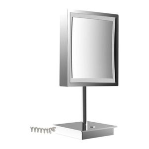 Emco Cosmetic mirrors Pure LED - Stojace štvorcové LED-holiace a kozmetické zrkadlo s podsvieteným dotykovým senzorom a skrutkovicový kábel, 3 násobné zväčšovanie, chróm 109406015 vyobraziť