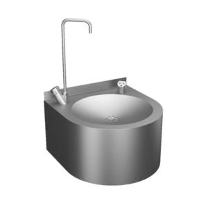 Sanela - Nerezová pitná fontánka s automaticky ovládaným výtokem a armaturou na napouštění sklenic, povrch matný, 24 V DC vyobraziť