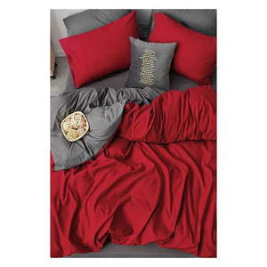 Červeno-sivé bavlnené obliečky na dvojlôžko/predĺžené s plachtou 200x220 cm - Mila Home vyobraziť