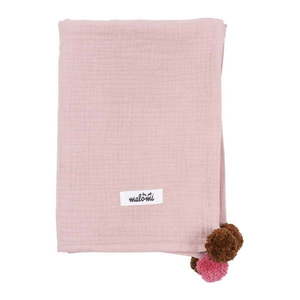 Ružová mušelínová detská deka 100x140 cm Pompon - Malomi Kids vyobraziť