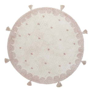 Ružovo-krémový ručne vyrobený bavlnený koberec Nattiot Mallen, ø 110 cm vyobraziť