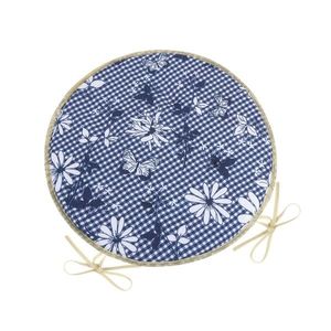 Bellatex Sedák DITA okrúhly hladký Kocka s kvetom modrá, 40 cm vyobraziť