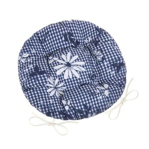 Bellatex Sedák DITA okrúhly prešívaný Kocka s kvetom modrá, 40 cm vyobraziť