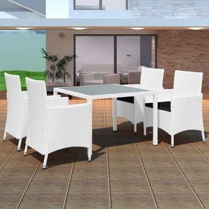 Záhradný set - 4 polyratanové stoličky a sklenený stôl vyobraziť