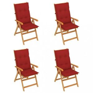 Skladacia záhradná stolička 4 ks s poduškami Dekorhome Červená vyobraziť
