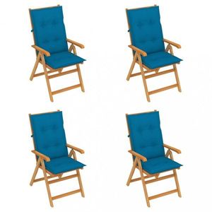 Skladacia záhradná stolička 4 ks s poduškami Dekorhome Svetlo modrá vyobraziť