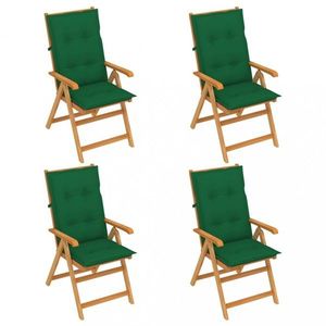 Skladacia záhradná stolička 4 ks s poduškami Dekorhome Tmavo zelená vyobraziť