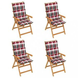 Skladacia záhradná stolička 4 ks s poduškami Dekorhome Biela / červená vyobraziť