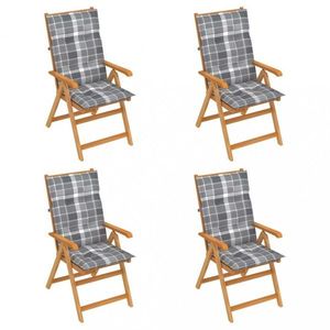 Skladacia záhradná stolička 4 ks s poduškami Dekorhome Sivá kocka vyobraziť