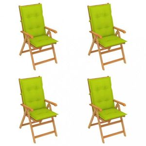 Skladacia záhradná stolička 4 ks s poduškami Dekorhome Svetlozelená vyobraziť