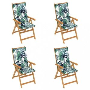 Skladacia záhradná stolička 4 ks s poduškami Dekorhome Zelené lístie vyobraziť