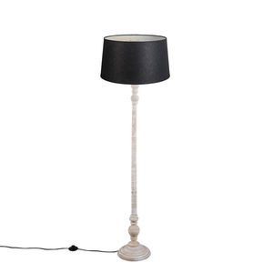 Vidiecka stojaca lampa béžová s čiernym pláteným tienidlom - Classico vyobraziť