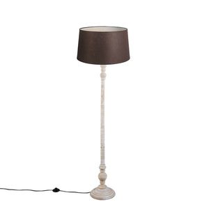 Stojacia lampa s ľanovým tienidlom hnedá 45 cm - Classico vyobraziť