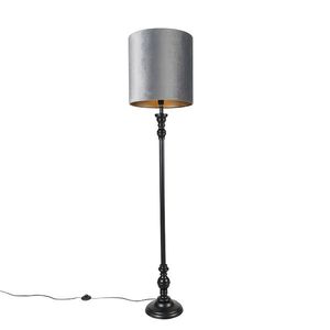 Klasická stojaca lampa čierna so sivým tienidlom 40 cm - Classico vyobraziť