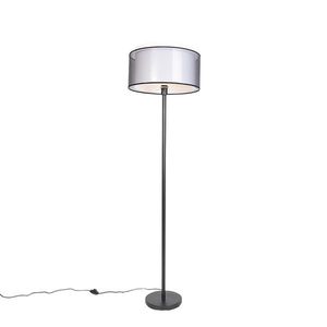 Dizajnová stojaca lampa čierna s čierno-bielym tienidlom 47 cm - Simplo vyobraziť