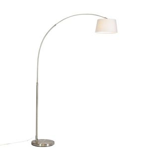 Moderná oceľová oblúková lampa s bielym látkovým tienidlom - Arc Basic vyobraziť