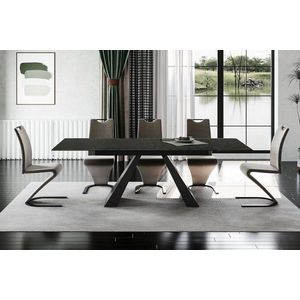 Jedálenský stôl rozkladací SALVADORE Signal Čierna - melted glass vyobraziť