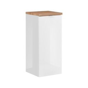 Kúpeľňová skrinka s košom na bielizeň Capri 811 1D biely lesk/dub kraft zlatý vyobraziť