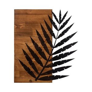 Nástenná drevená dekorácia LEAF 2 hnedá/čierna vyobraziť