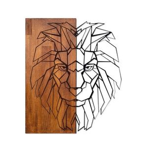 Nástenná drevená dekorácia LION hnedá/čierna vyobraziť