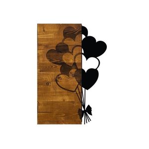 Nástenná drevená dekorácia LOVE BALLOONS hnedá/čierna vyobraziť