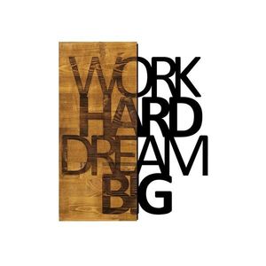 Nástenná drevená dekorácia WORK DREAM hnedá/čierna vyobraziť