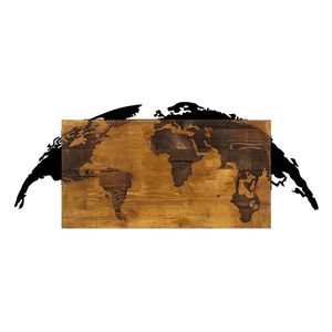 Nástenná drevená dekorácia WORLD MAP hnedá/čierna vyobraziť