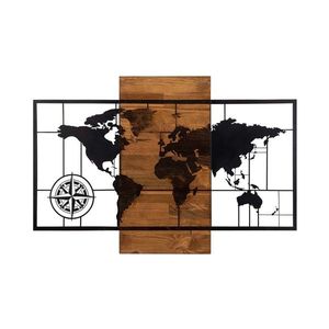 Nástenná drevená dekorácia WORLD MAP II hnedá/čierna vyobraziť