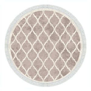 Okrúhly koberec Fence 100 cm krémový/hnedý vyobraziť