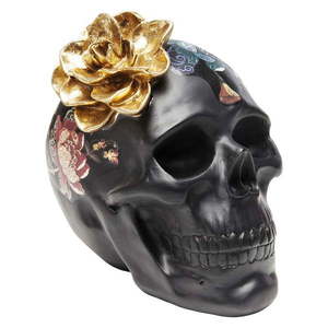Čierna dekoratívna soška Kare Design Flower Skull, výška 22 cm vyobraziť