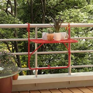 Závesný balkónový stolík Dekorhome Červená vyobraziť