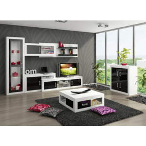ArtCross Obývacia stena VERIN 3 Farba: Biela / čierny lesk vyobraziť