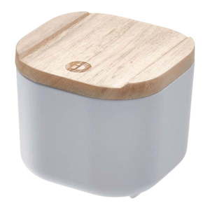 Sivý úložný box s vekom z dreva paulownia iDesign Eco, 9 x 9 cm vyobraziť