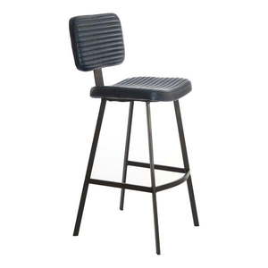 Tmavomodrá kožená barová stolička 103 cm Masana - Light & Living vyobraziť