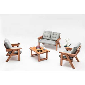 Záhradná lounge súprava z borovicového dreva v sivo-prírodnej farbe pre 5 Abant – Floriane Garden vyobraziť