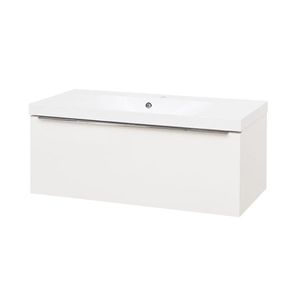 MEREO - Mailo, kúpeľňová skrinka s umývadlom z liateho mramoru 101 cm, biela, chróm madlo CN517M vyobraziť