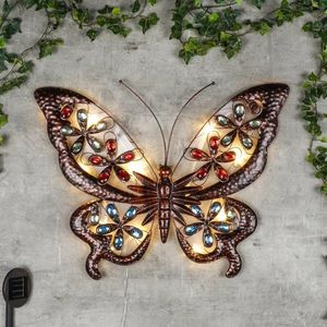 Solárne záhradné nástenné LED svietidlo motýl Dekorhome vyobraziť