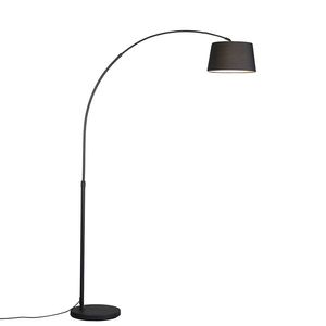 Moderná oblúková lampa čierna s čiernym látkovým tienidlom - Arc Basic vyobraziť