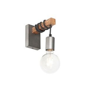 Priemyselná nástenná lampa oceľová s drevom - Gallow vyobraziť