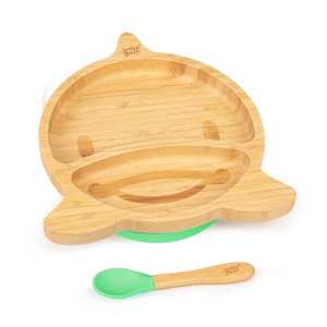 Klarstein Detská jedálenská súprava, bambusový tanier a lyžička, 250 ml, vrátane prísavky, 18 × 18 cm vyobraziť