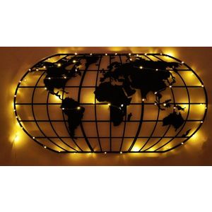 Nástěnná dekorace World Map Globe Led černá vyobraziť
