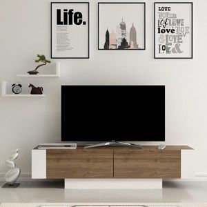 TV stolek MATERA 150 cm + police ořech/bílý vyobraziť