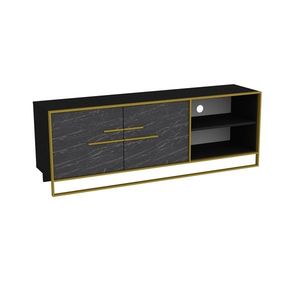 TV stolek POLKA 160 cm černý/zlatý vyobraziť